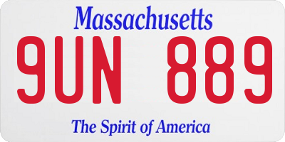 MA license plate 9UN889