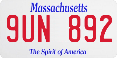 MA license plate 9UN892