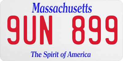 MA license plate 9UN899