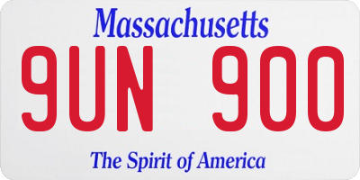 MA license plate 9UN900