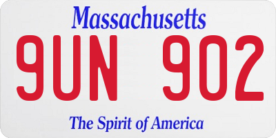 MA license plate 9UN902