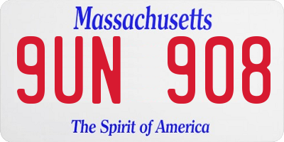 MA license plate 9UN908