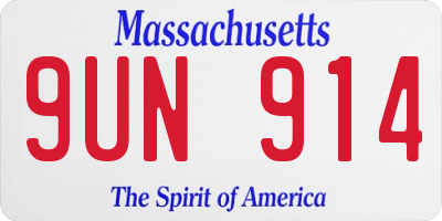 MA license plate 9UN914