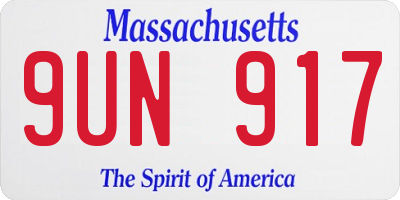 MA license plate 9UN917