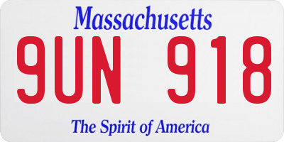 MA license plate 9UN918