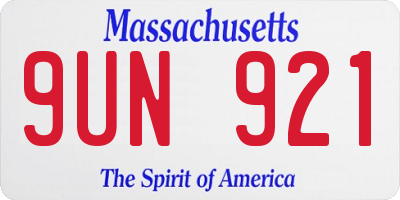 MA license plate 9UN921