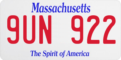 MA license plate 9UN922