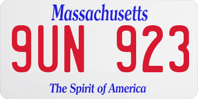 MA license plate 9UN923