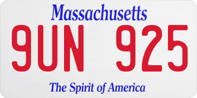 MA license plate 9UN925