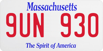MA license plate 9UN930