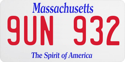 MA license plate 9UN932