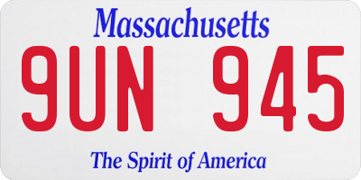 MA license plate 9UN945