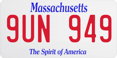 MA license plate 9UN949