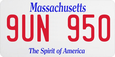 MA license plate 9UN950