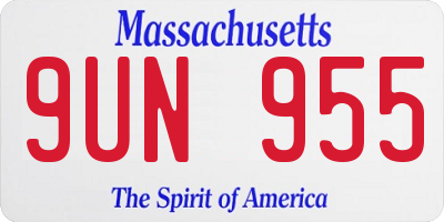 MA license plate 9UN955