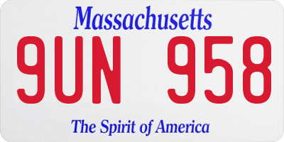 MA license plate 9UN958