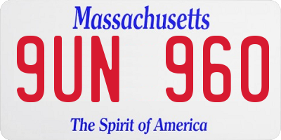 MA license plate 9UN960