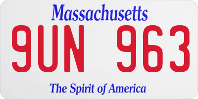 MA license plate 9UN963