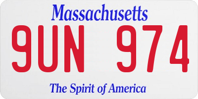 MA license plate 9UN974