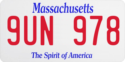 MA license plate 9UN978