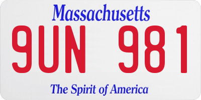 MA license plate 9UN981