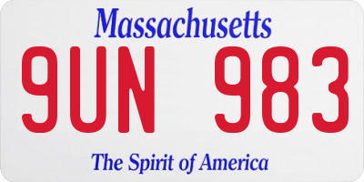MA license plate 9UN983