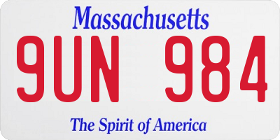 MA license plate 9UN984