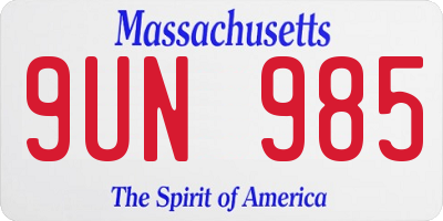 MA license plate 9UN985