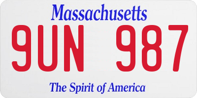 MA license plate 9UN987