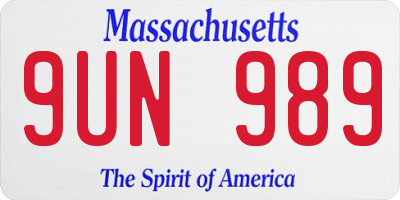 MA license plate 9UN989