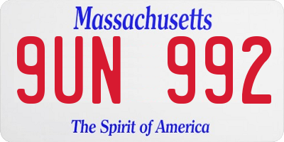 MA license plate 9UN992