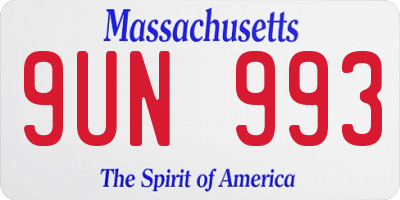 MA license plate 9UN993