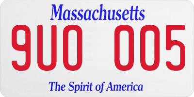 MA license plate 9UO005