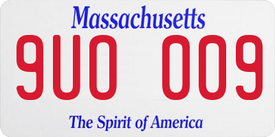 MA license plate 9UO009