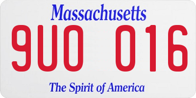 MA license plate 9UO016