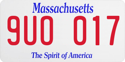 MA license plate 9UO017