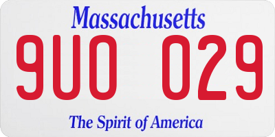 MA license plate 9UO029