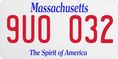 MA license plate 9UO032