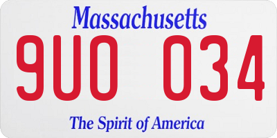 MA license plate 9UO034
