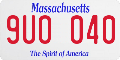 MA license plate 9UO040