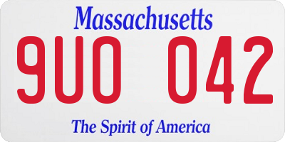 MA license plate 9UO042
