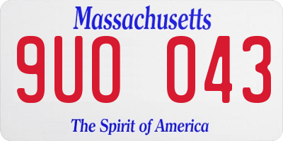MA license plate 9UO043