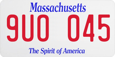 MA license plate 9UO045