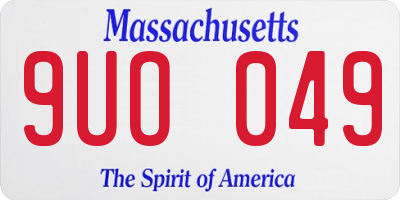 MA license plate 9UO049