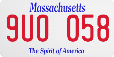 MA license plate 9UO058