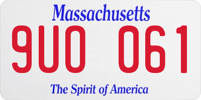 MA license plate 9UO061