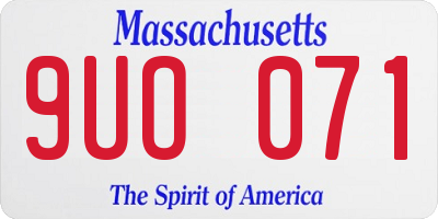 MA license plate 9UO071