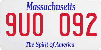 MA license plate 9UO092