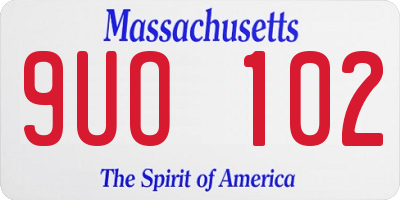 MA license plate 9UO102