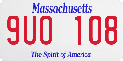 MA license plate 9UO108